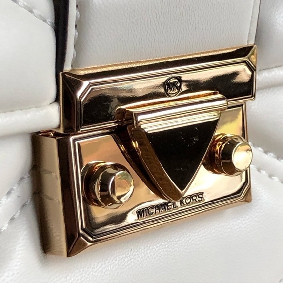 Michael Michael Kors Serena MD Flap Bag Convertible Shoulder Crossbody White - Picture 7 of 15